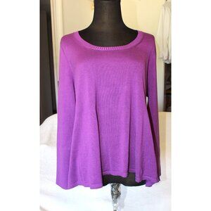 Eileen Fisher Silk Blend Purple Top Size Large Pullover Long Sleeves Casual